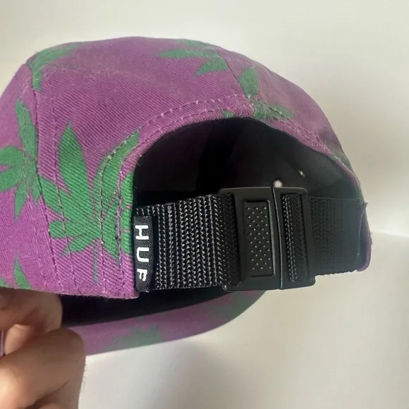 HUF Purple Cap with Green Leaf Design - Picture 2 of 3